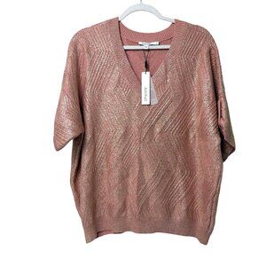 Chicos Pullover Sweater Size 3 US XL Blush Pink Short Dolman Sleeve Metallic NWT